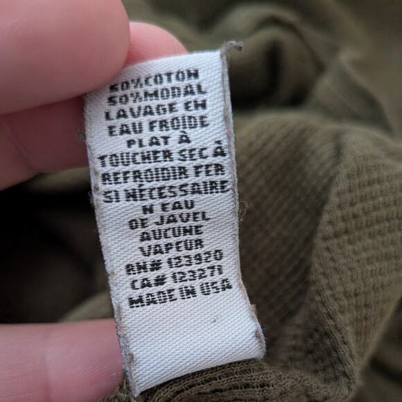 Y2K Thermal Long Sleeve Top S Olive Green Scoop Buttons Knit Twilightcore Elena - Picture 9 of 9